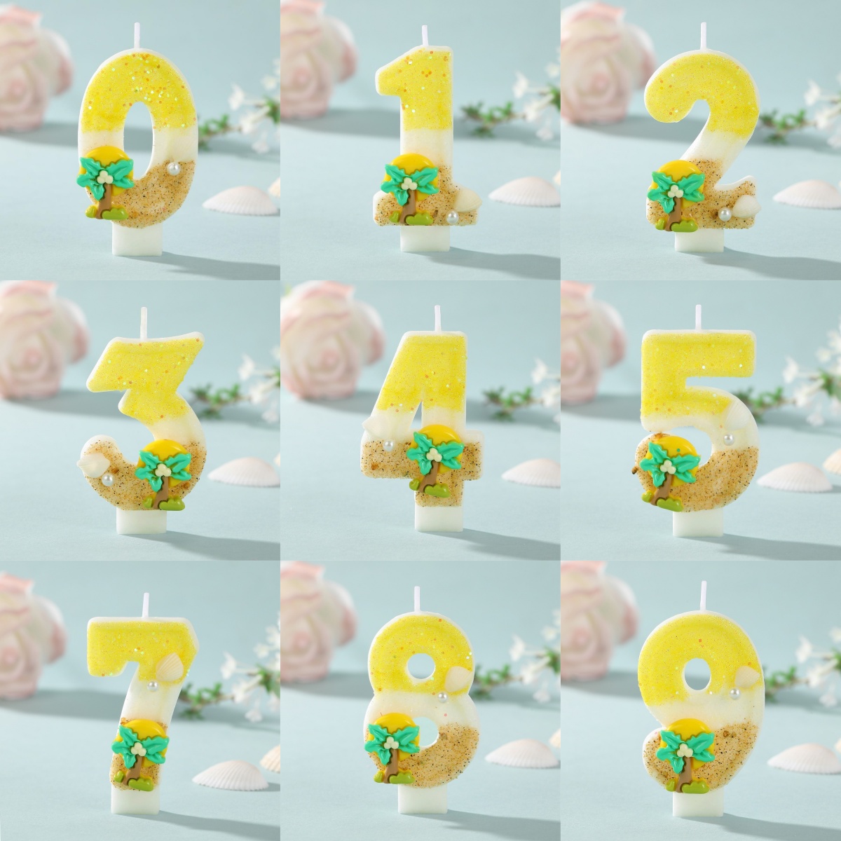 Paraffin Wax - Nieuwe Nummer Cake Kaars Kokosnootboom Oceaan