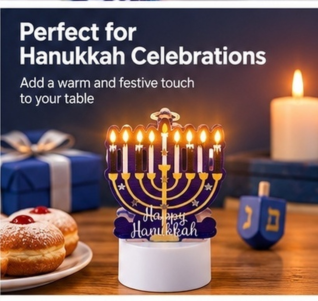 Paraffin Wax - IJzeren LED-vlamloze Hanukkah-kaarsen, elegante menorah-decoratie voor