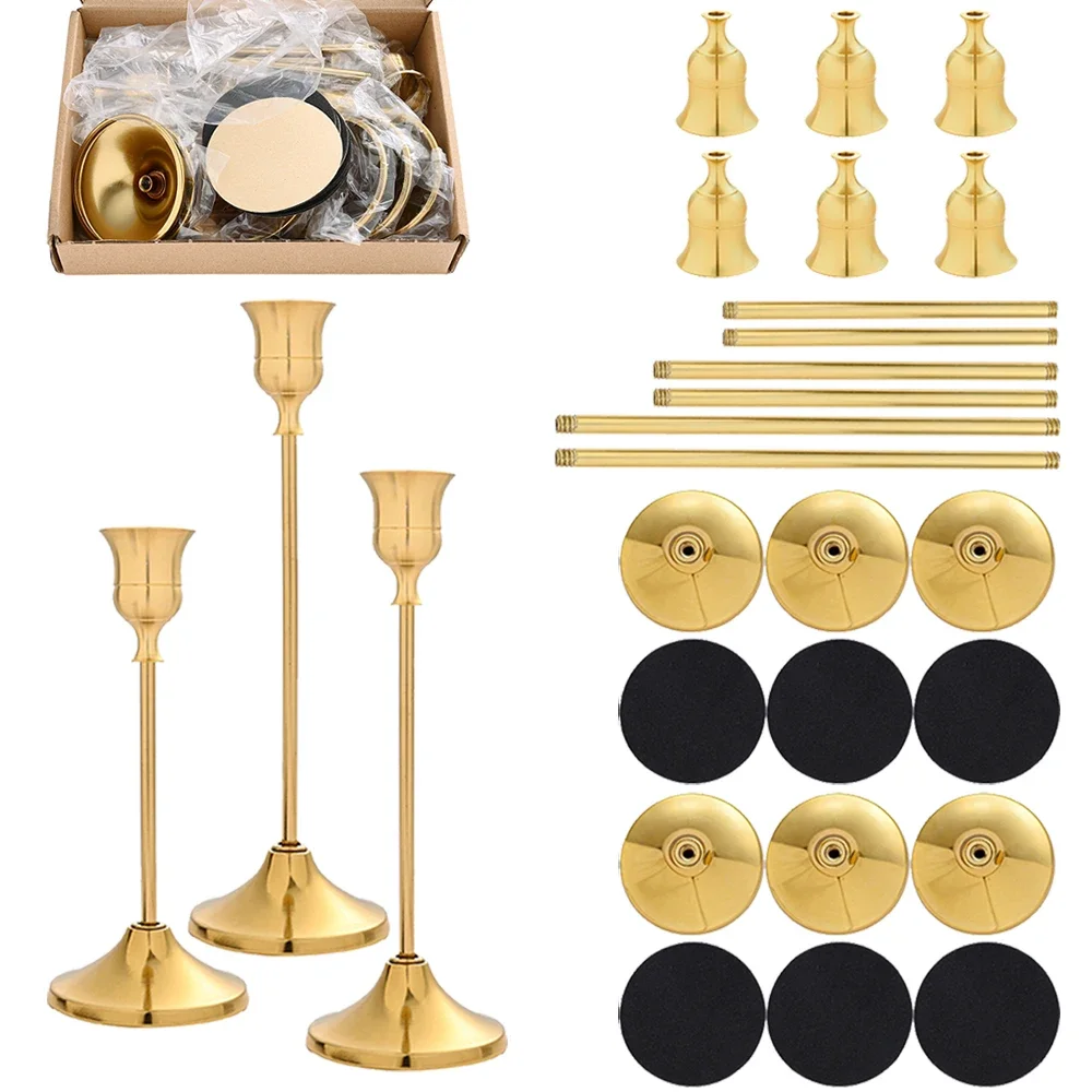 Silk Candle - 6 sets vintage metalen kaarsenhouders voor