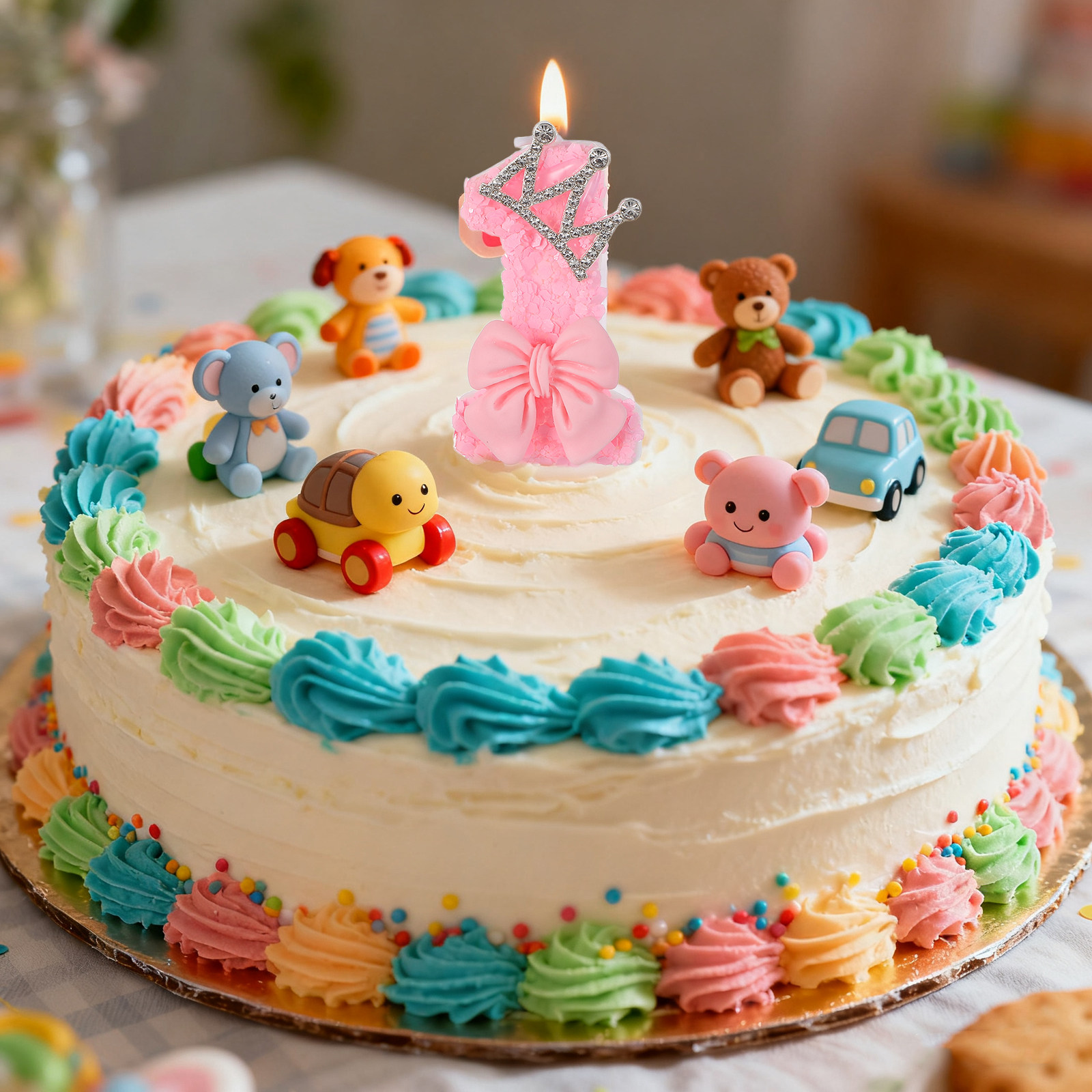 Roze taarttopper met strik en  - Soy Wax recensie en prijs
